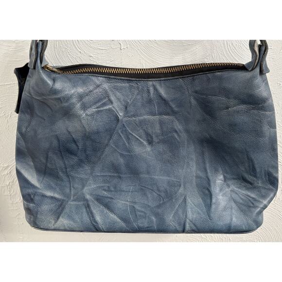 Casuals By Justin Blue Leather Shoulder Bag Adjustable Buggywhip Cowhide - Picture 2 of 7